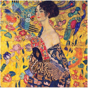 Famous Artwork by Gustav Klimt Woman with Fan 5D Diamond PaintingDIY Embroidery Full Rhinestone Painting Mosaic Artwork