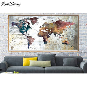 Wide-panel World Travel Map 5D DIY Diamond Painting Kits for Adults Full Drill Gem Art Crafts for Women Men Rhinestone Embroidery Arts Craft Home Décor