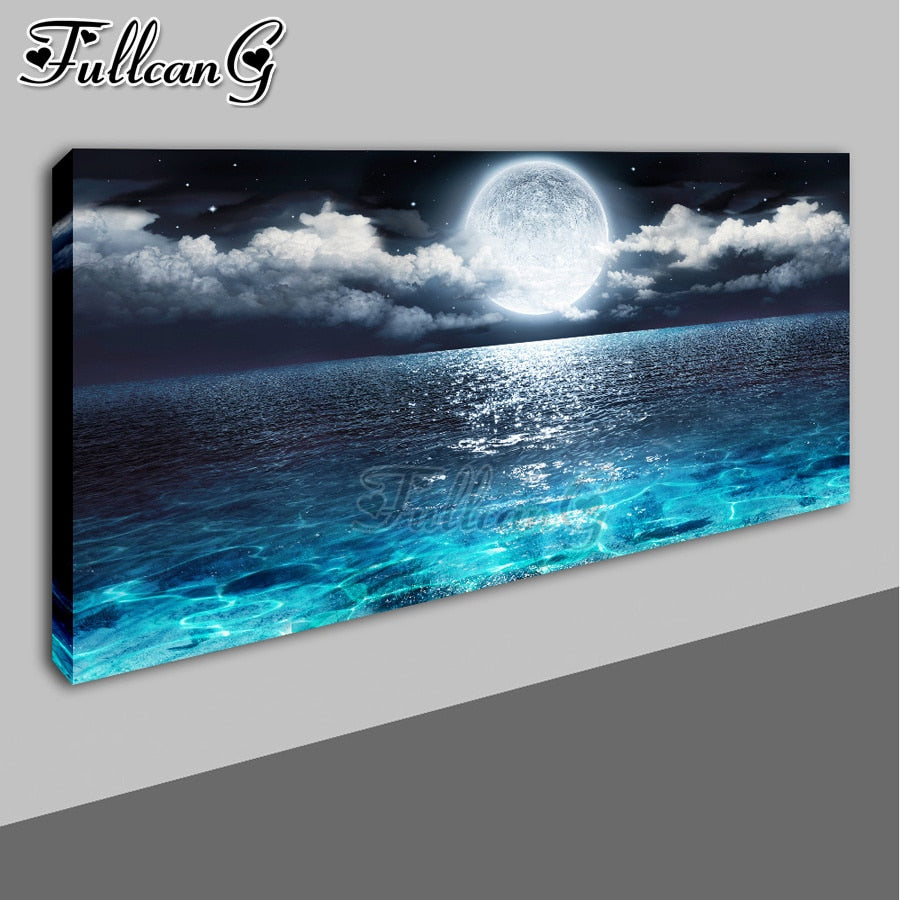 Wide-panel Sunset Over the Sea Diamond Painting Kit DIY Full Drill Select Square Round Diamonds Arts Crafts Embroidery Inlay Diamond Paintings Home Decoration