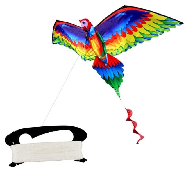 Realistic Big 3D Parrot Kite Children Flying Kite Outdoor Fun Playing Cloth Toy Flying Toys with 100m Line