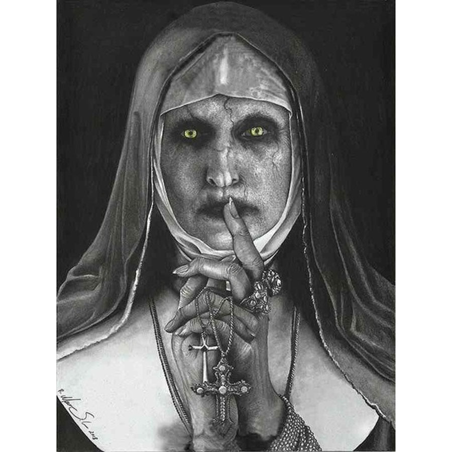 Demonic Nun 5D Diamond Painting Kits Round or Square Full Drill Acrylic Diamonds Embroidery Cross Stitch for Men or Women Décor