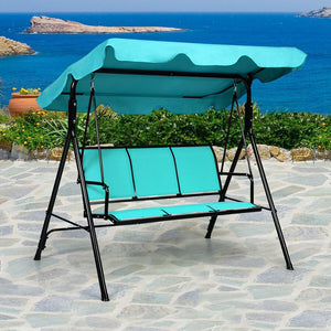 3-Person Patio Swing Shaded Outdoor Canopy Awning Yard Furniture Hammock Steel Deck Chairs Swing Chair