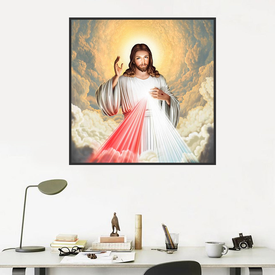 Jesus Among the Clouds 5D Diamond Painting Kit DIY Full Kit Drill Select Square Round Diamonds Arts Crafts Embroidery Rhinestone Paintings Home Décor