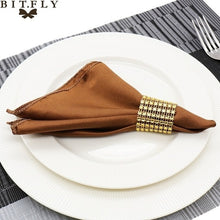 Load image into Gallery viewer, 50Pcs 30cm Table Napkins Cloth Square Satin Fabric Napkin Pocket Handkerchief for Wedding Birthday Home Party Hotel Gold White
