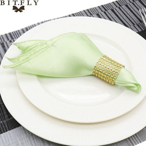 50Pcs 30cm Table Napkins Cloth Square Satin Fabric Napkin Pocket Handkerchief for Wedding Birthday Home Party Hotel Gold White