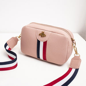 Women's Shoulder Crossbody Bag Multi-Color Stripe Zipper Fashionable Style Mini Purse Small Crossbag Choose Color