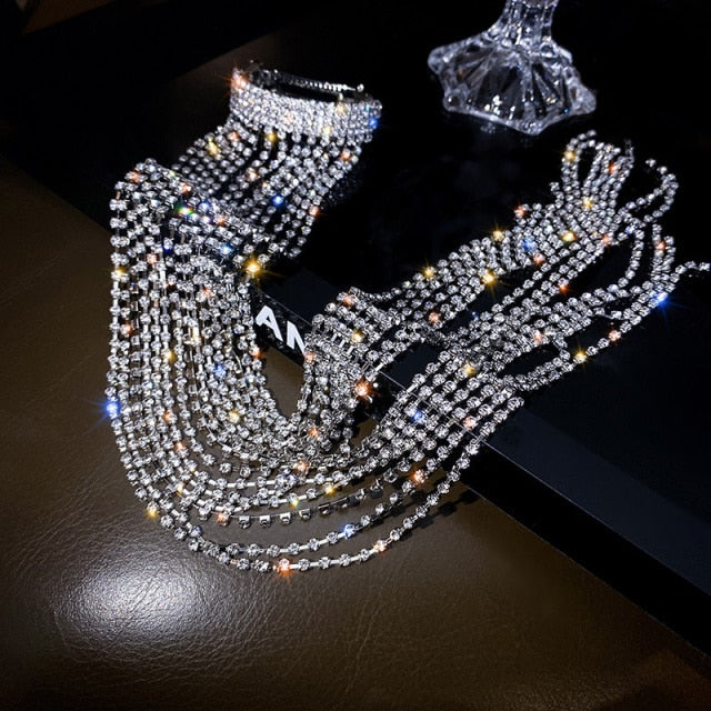 Full Size Rhinestone Hairpins for Women Bijoux Long Tassel Crystal Hair Accessories Wedding Banquet Date Jewelry