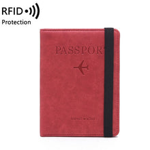 Load image into Gallery viewer, Elastic Band Leather Travel Passport Cover RFID Blocking For Cards Wallet Passport Holder Document Organizer Case Men Women
