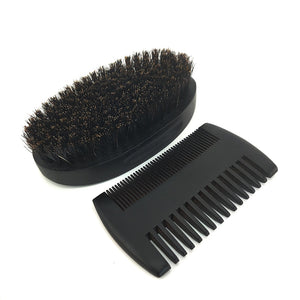 Dark Wood Beard Kit Beard Brush Set Double-Sided Styling Comb Repair Modeling Cleaning Care Kit for Men
