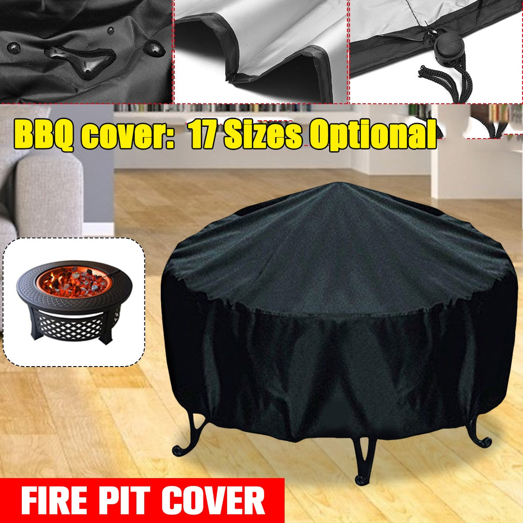 Choose Style & Size Waterproof Grill or Fire Pit Cover Patio Black UV Protection Outdoor BBQ Protector Round BBQ Cover Canopy Furniture Covers