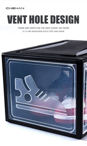 2pcs Pro Sneaker Box Hardened Plastic Shoe Box Stackable Cabinet Storage Box high-top Dustproof Shoe Rack Organizer