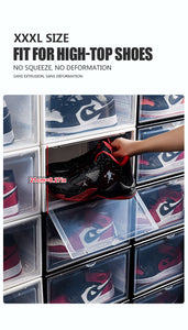 2pcs Pro Sneaker Box Hardened Plastic Shoe Box Stackable Cabinet Storage Box high-top Dustproof Shoe Rack Organizer