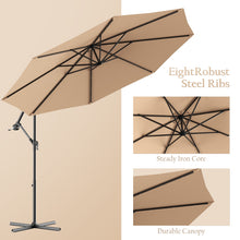 Load image into Gallery viewer, 10&#39; Hanging Solar LED Umbrella Patio Sun Shade Offset Market W/Base Lighted Patio Furniture Portable
