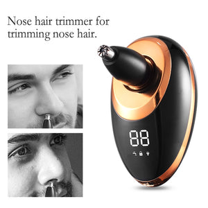 Waterproof Electric Shaver Razor for Men Beard Hair Trimmer Rechargeable Bald Head Shaving Machine LCD Display Grooming Kit