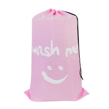 Load image into Gallery viewer, Smile Shape Nylon Laundry Bag Wash Me Travel Storage Pouch Machine Washable Dirty Clothes Organizer Wash Drawstring Bag
