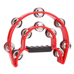 1PC Bells Orff Tambourine Tambourine Percussion Musical Instruments Hand Bell For Party Compact Double Half Moon Drum