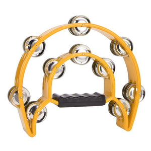 1PC Bells Orff Tambourine Tambourine Percussion Musical Instruments Hand Bell For Party Compact Double Half Moon Drum