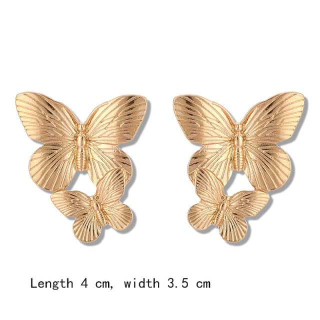 Gold Style Butterfly Earrings Irregular Stud Earrings Fashion Earring for Women Beautiful Design Butterflies Golden Earring