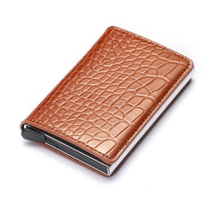 Multi Credit Card Holder Wallet for Men Women RFID Aluminum Box Vintage PU Leather Bank Cardholder Case Makes A Great Gift