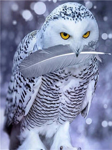 White Owl Diamond Painting Full Square/Round Diamond Pattern Embroidery Cross Stitch 5D Rhinestone Bird Painting