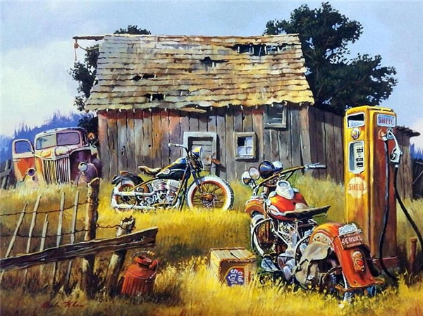 Old Store DIY Diamond Painting 5d Motorcycle Home Decor Full Square Diamond Embroidery Handmade Gift