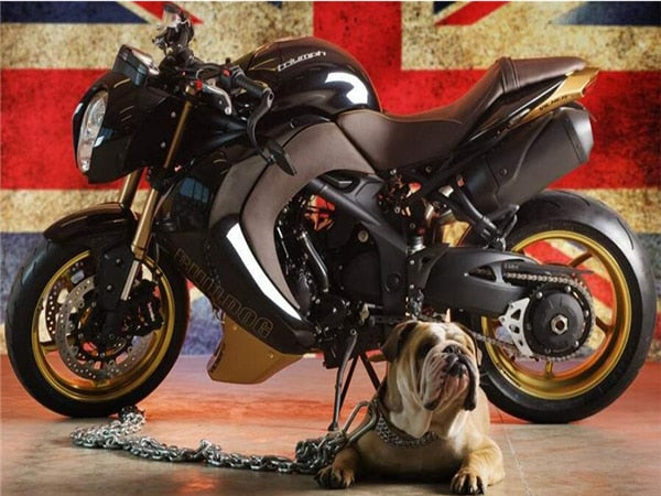 DIY Diamond Painting Motorcycle UK Flag Bulldog Home Decor Full Square Diamond Embroidery Gift