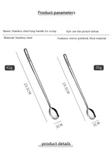 Load image into Gallery viewer, Long Handled 304 Stainless Steel Coffee Spoon Ice Cream Dessert Tea Stirring Spoon For Picnic Kitchen Accessories Bar Tools
