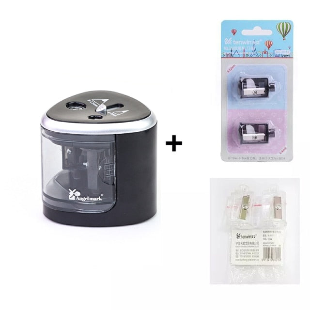 Automatic Pencil Sharpener Full Set Two-Hole Electric Switch Pencil Sharpener Stationery Home Office School Supplies Auto Pencil Scraper