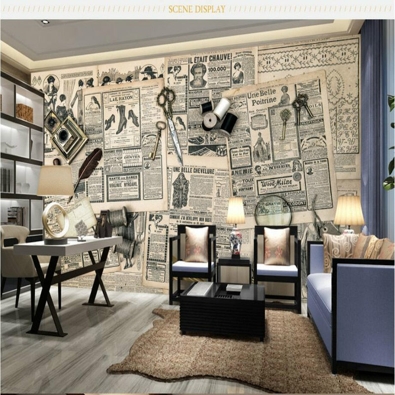 Custom 3D Wallpaper for Retro Newspaper Look 3d Wall Paper Background Painting Mural Wallpapers Home Improvement Decorate