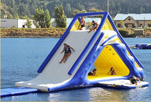Load image into Gallery viewer, Inflatable Triangle Water Slide Toy Movable Lake Water-Slide Island comes with Air Blower

