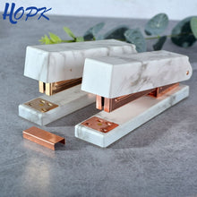 Load image into Gallery viewer, Marble Metal Stapler Books Rose Gold Stationery Manual Normal 24/6 26/6 Standard Stapler for Home Office Bookbinding Supplies
