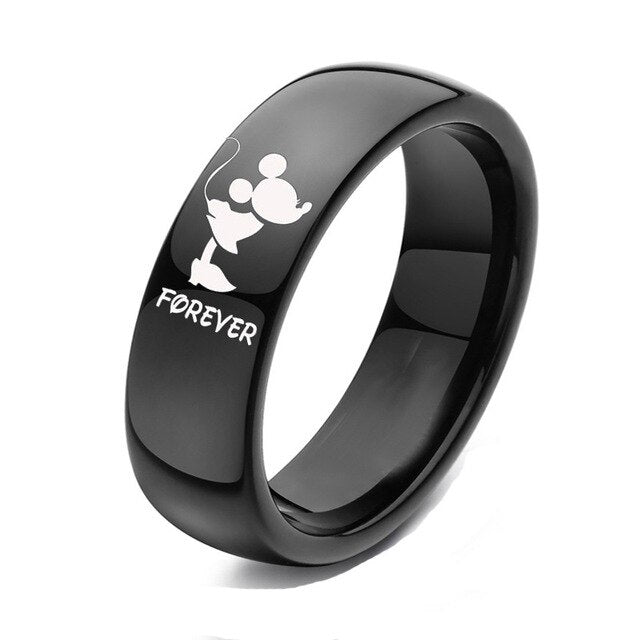 Lovers Ring Black Color Couple Ring Stainless Steel Wedding Forever Together Ring for Women and Men Promise Jewelry
