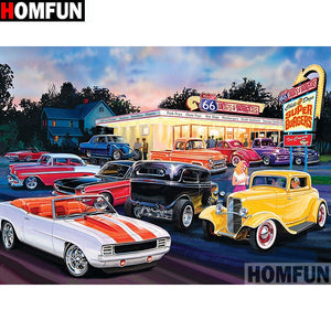 Classic Car Show at The Drive In 5D Diamond Dotz or Square Painting DIY Full Drill Diamonds Arts Crafts Embroidery Rhinestone Painting Home Decoration