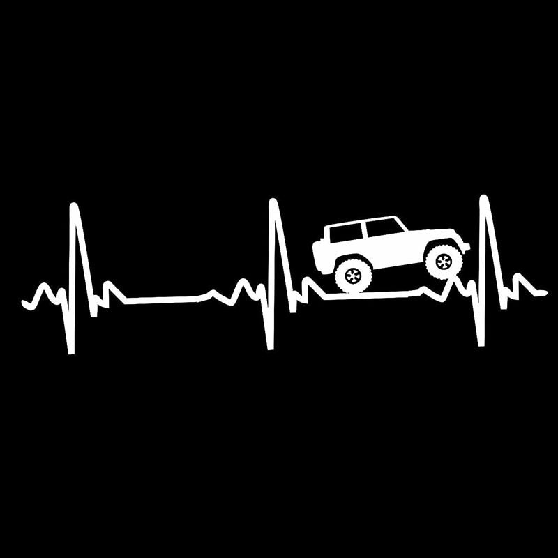 Heart Beat EKG Graphic for Jeep Wrangler Sticker Decal for Car Truck Laptop Vinyl Stickers PVC Decal