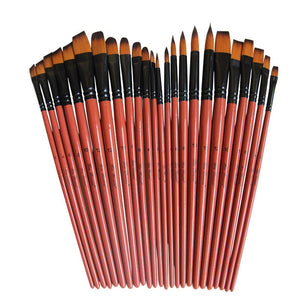 Art Model Paint Nylon Hair Acrylic Oil Watercolor Drawing Art Supplies Brown 6 Pcs Painting Craft Artist Paint Brushes Set