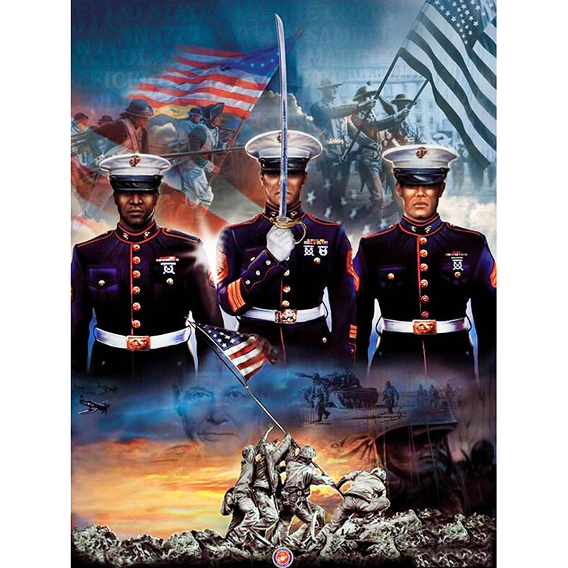 USMC 5D Crystal Paintings Decorative DIY Home Decoration Round Square Diamonds Do It Yourself Art Project Relaxation Therapy Marines