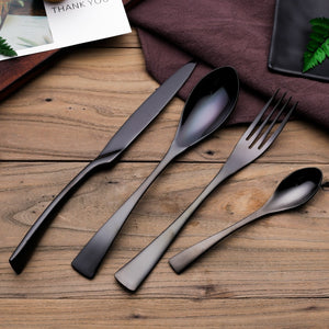 forks knives spoons Black Cutlery Set Stainless Steel Dinnerware Tableware Silverware Set Dinner Knife Fork Western Food Set