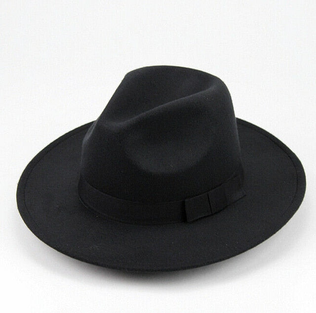 Unisex Hats Vintage Mens Women Hard Felt Cap Wide Brim Fedora Trilby Panama Gangster Cowboy Hat
